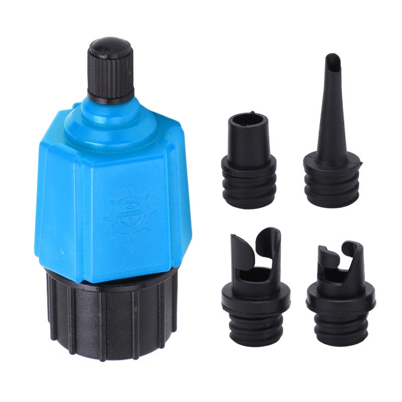 Boat Air Valve Adapter: Blue Nylon Alloy Rubber Material, 4 Air Nozzles, Compact Portable Design - Universal Air Valve Connector for Inflatable Watercraft, Outdoor Water Sports - Image 1