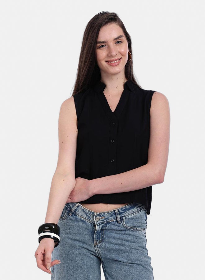 Carina Collared Sleeveless Shirt - Image 1