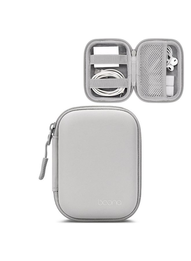HuHa Baona BN-F003 Leather Digital Headphone Cable U Disk Storage Bag, Specification: Rectangular Gray  - Image 1