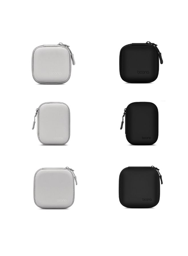 HuHa Baona BN-F003 Leather Digital Headphone Cable U Disk Storage Bag, Specification: Rectangular Gray  - Image 2