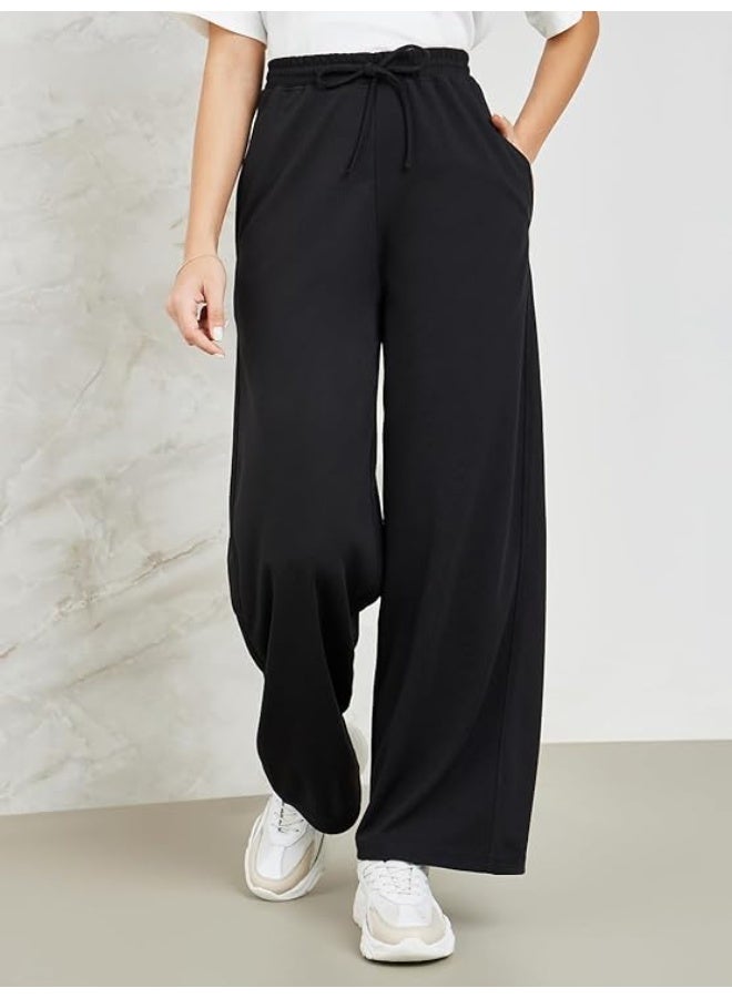 Styli Women Mid-Rise Flared-Fit Track Pants | Wide Leg Relaxed Fit Pants for Women xl - Image 2