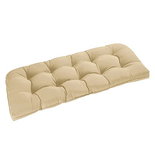 downluxe Outdoor Bench Cushion for Patio Furniture Waterproof Tufted Overstuffed Porch Swing Cushions Thick Outdoor Loveseat Cushions 44 X 19 X 5 Khaki Set of 1
