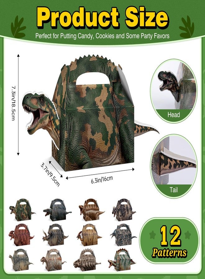 Bsenhe 12PCS Dinosaur Party Favors Boxes, Dinosaur Birthday Decorations, Dino Theme Goodie Boxes Candy Gift Bags for Baby Shower Birthday Party Supplies (12 - Image 2
