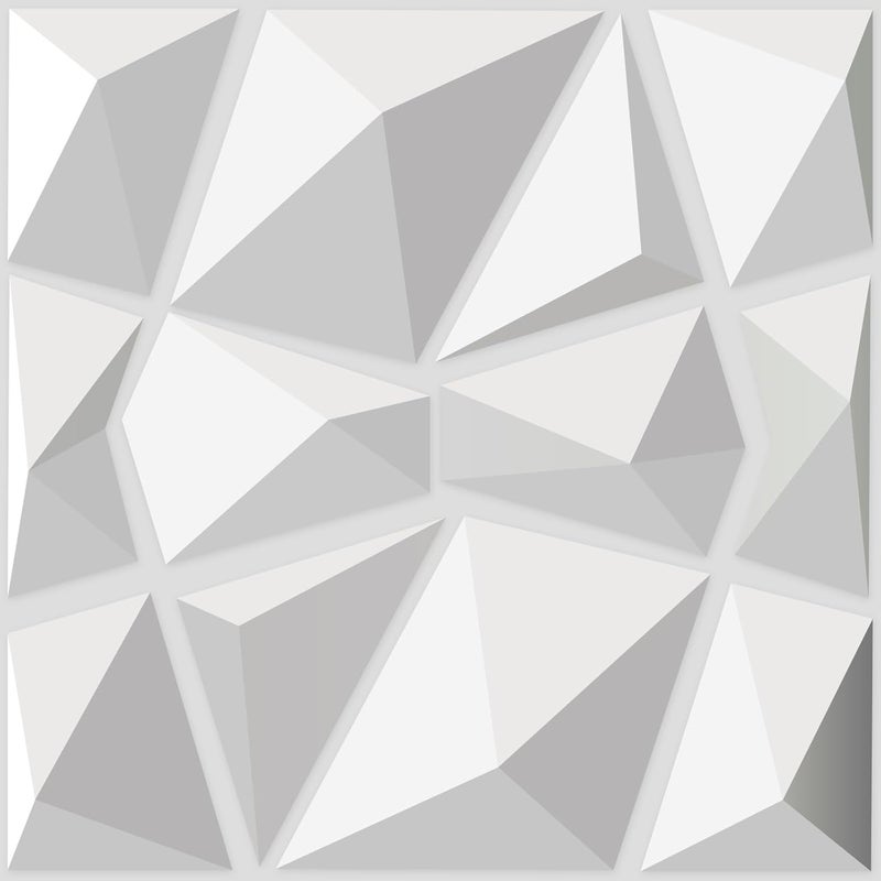 Art3d 33 عبوة من ألواح PVC الزخرفية 12"x12" لتزيين الجدران الداخلية لغرفة المعيشة خلفية التلفاز تزيين غرفة الألعاب بتصميم ماسي باللون الأبيض غير اللامع - Image 1
