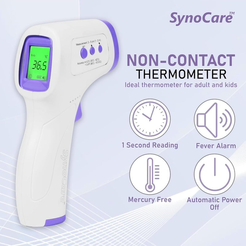SYNOCARE Digital Infrared Thermometer for Fever – Non-Contact, Quick Read Infrared Thermometer Temperature Gun for Adults & Children, Accurate Digital Thermometer & Easy to Use (Battery Included) - Image 2