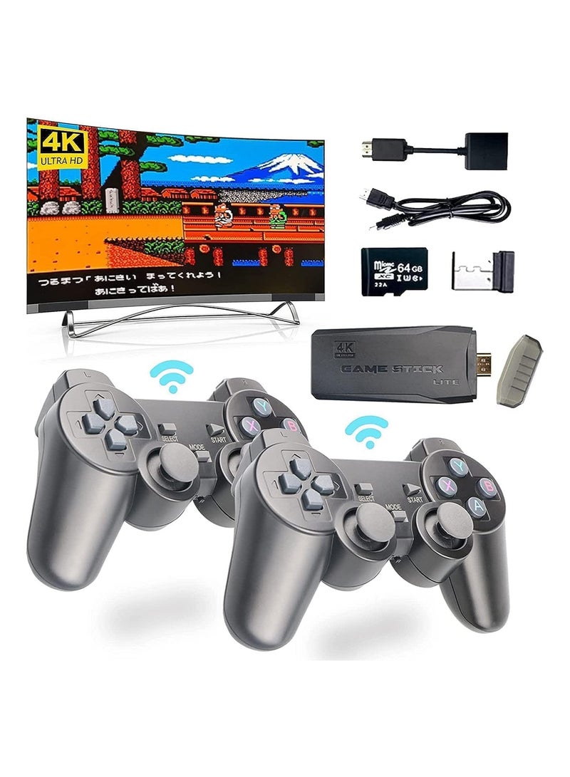 wireless retro game console plug and play video games 4k hdmi output for tv, classic game stick built in 10000+ games with 9 emulators and 2 wireless controller 2.4g for kids/adults(SE) - Image 1
