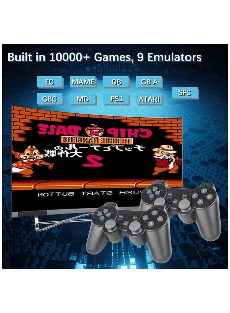 wireless retro game console plug and play video games 4k hdmi output for tv, classic game stick built in 10000+ games with 9 emulators and 2 wireless controller 2.4g for kids/adults(SE) - Image 2