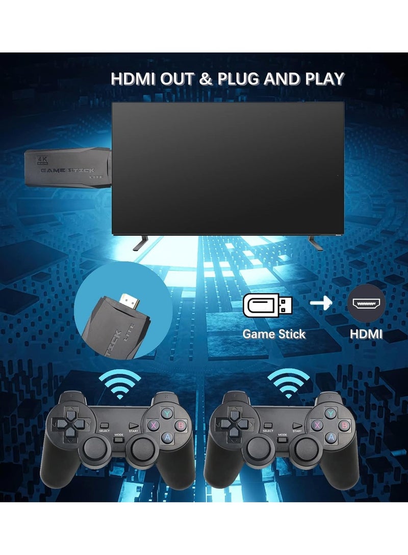 wireless retro game console plug and play video games 4k hdmi output for tv, classic game stick built in 10000+ games with 9 emulators and 2 wireless controller 2.4g for kids/adults(SE) - Image 3