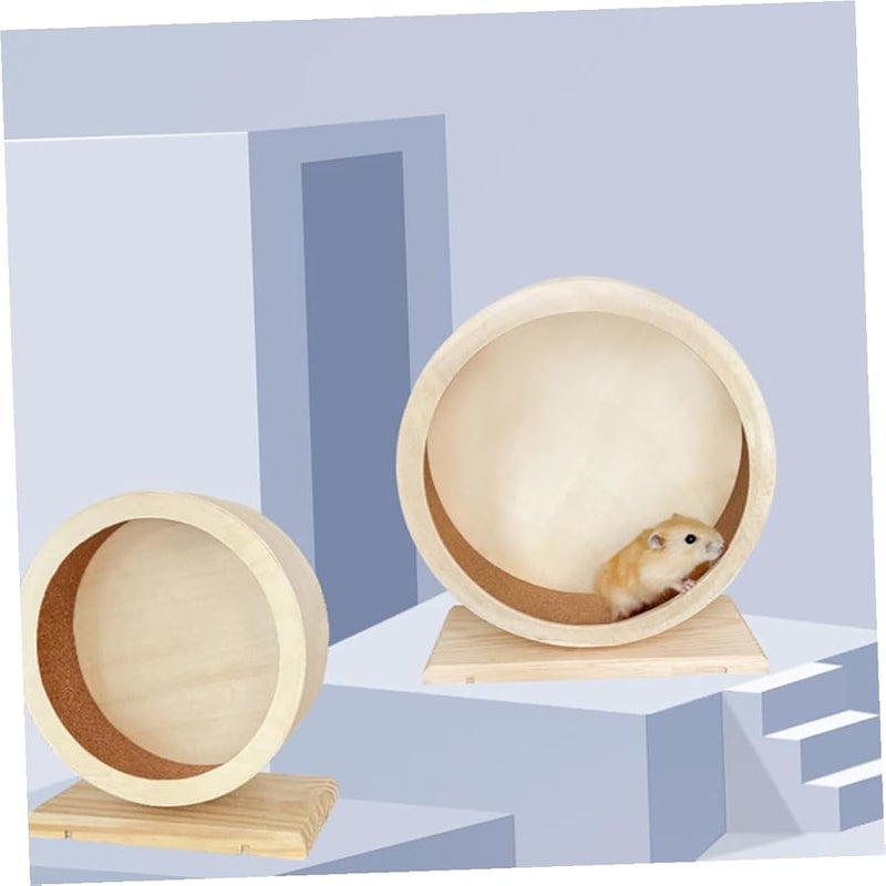 Tehaux Silent Wooden Hamster Exercise Wheel Transparent Design For Small Pets - Image 5