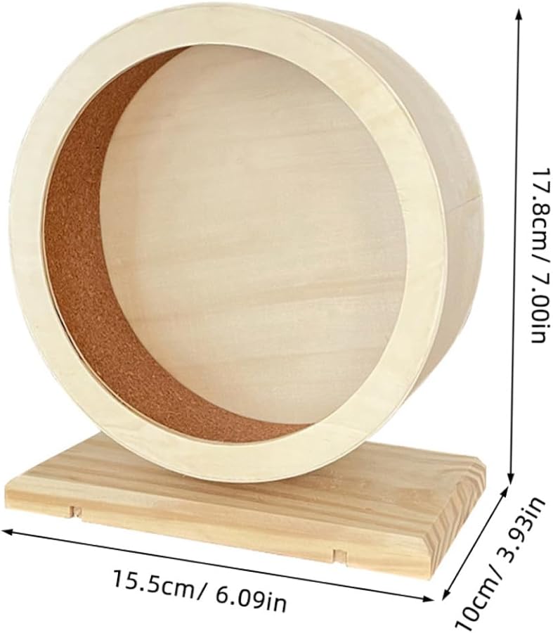 Tehaux Silent Wooden Hamster Exercise Wheel Transparent Design For Small Pets - Image 3