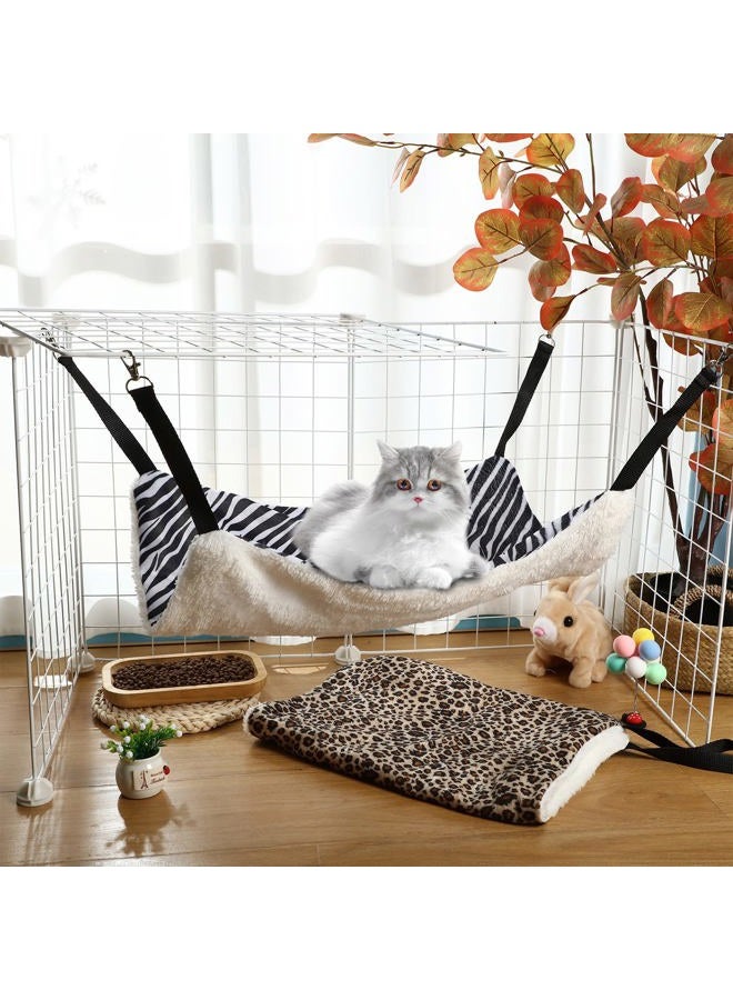 BBTO 3 Pcs Reversible Pet Hammock Soft Plush Cat Hanging Hammock Dot Zebra Leopard Print Guinea Pig Bed Rat Cage Accessories for Cat Puppy Dog Piggy Kitten Ferret Rabbit Other Small Animals - Image 5