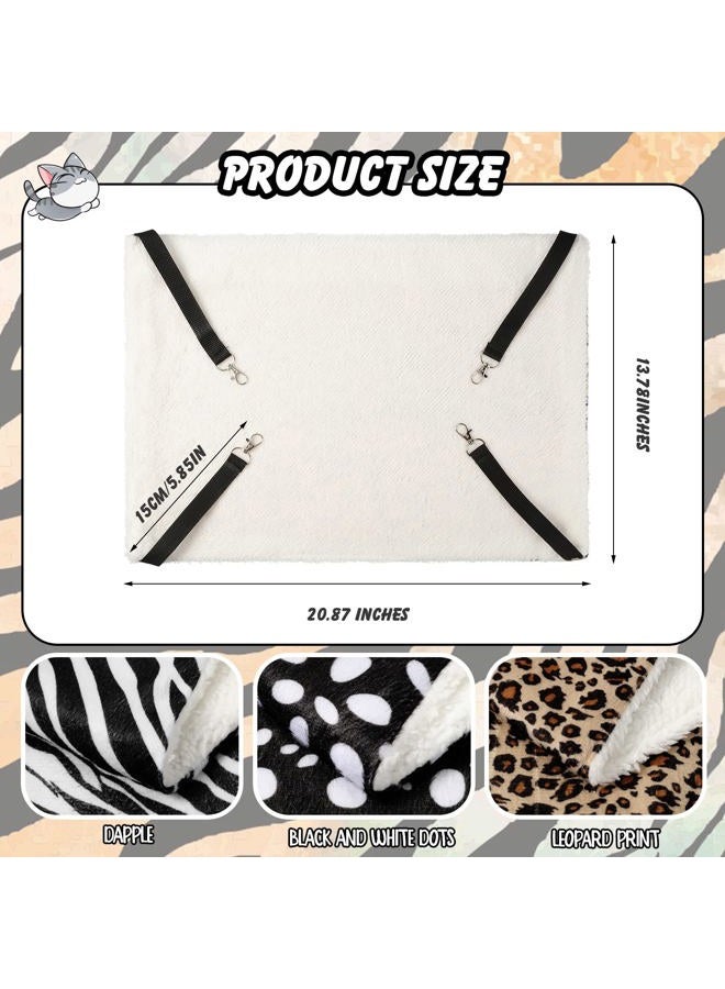 BBTO 3 Pcs Reversible Pet Hammock Soft Plush Cat Hanging Hammock Dot Zebra Leopard Print Guinea Pig Bed Rat Cage Accessories for Cat Puppy Dog Piggy Kitten Ferret Rabbit Other Small Animals - Image 2