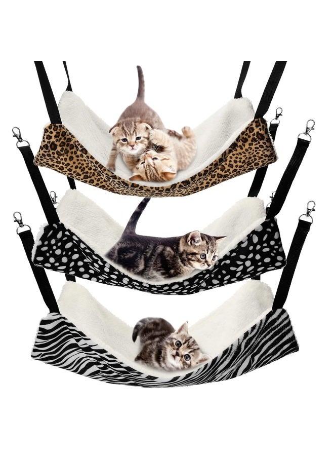 BBTO 3 Pcs Reversible Pet Hammock Soft Plush Cat Hanging Hammock Dot Zebra Leopard Print Guinea Pig Bed Rat Cage Accessories for Cat Puppy Dog Piggy Kitten Ferret Rabbit Other Small Animals - Image 1