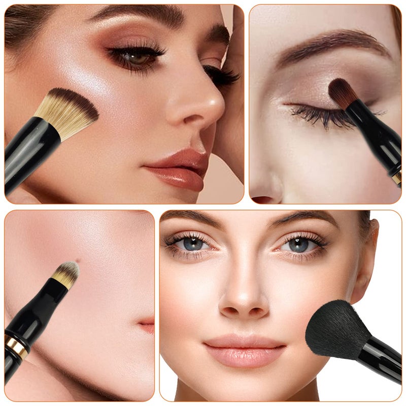 Jilier Travel Makeup Brushes with Case, 4 in 1 Makeup Brush Set, Powder Brush, Foundation/Blush Brush, Eyeshadow Brush, Concealer Brush, Double Ended Makeup Brush Ideal for Liquid, Cream, Powder - Image 4
