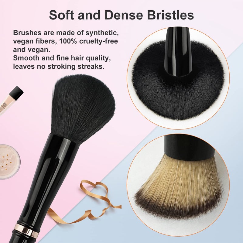 Jilier Travel Makeup Brushes with Case, 4 in 1 Makeup Brush Set, Powder Brush, Foundation/Blush Brush, Eyeshadow Brush, Concealer Brush, Double Ended Makeup Brush Ideal for Liquid, Cream, Powder - Image 3