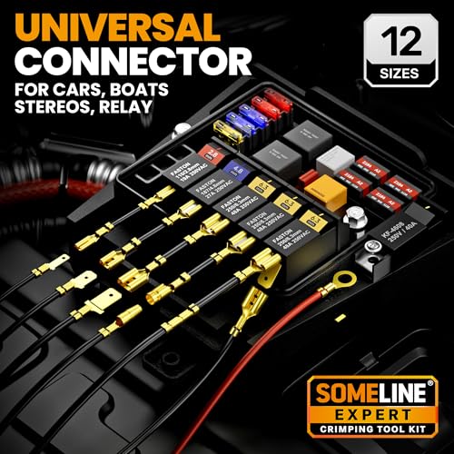 SOMELINE Open Terminal Connector Crimping Tool Kit, with 12 Sizes Wire Terminals, Male Female Disconnect Terminals, 24-14 AWG Crimper, Ratcheting Wire Crimper, Crimping Pliers, Wire Crimp Tool - Image 3