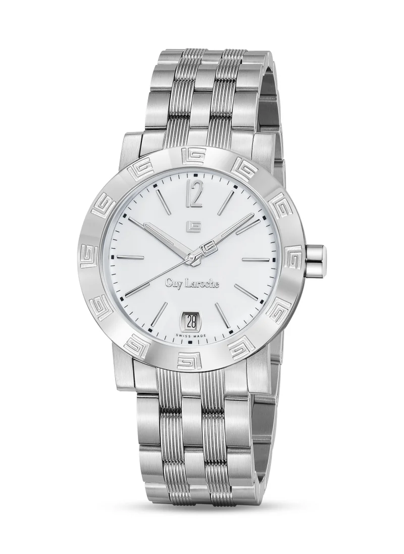 Guy Laroche Alex Watch for Men with Silver Stainless Steel Bracelet 40 mm 5 Atm