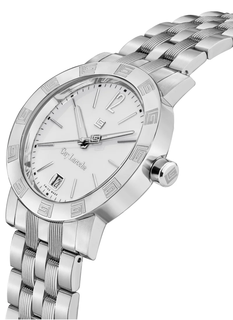 Guy Laroche Alex Watch for Men with Silver Stainless Steel Bracelet 40 mm 5 Atm