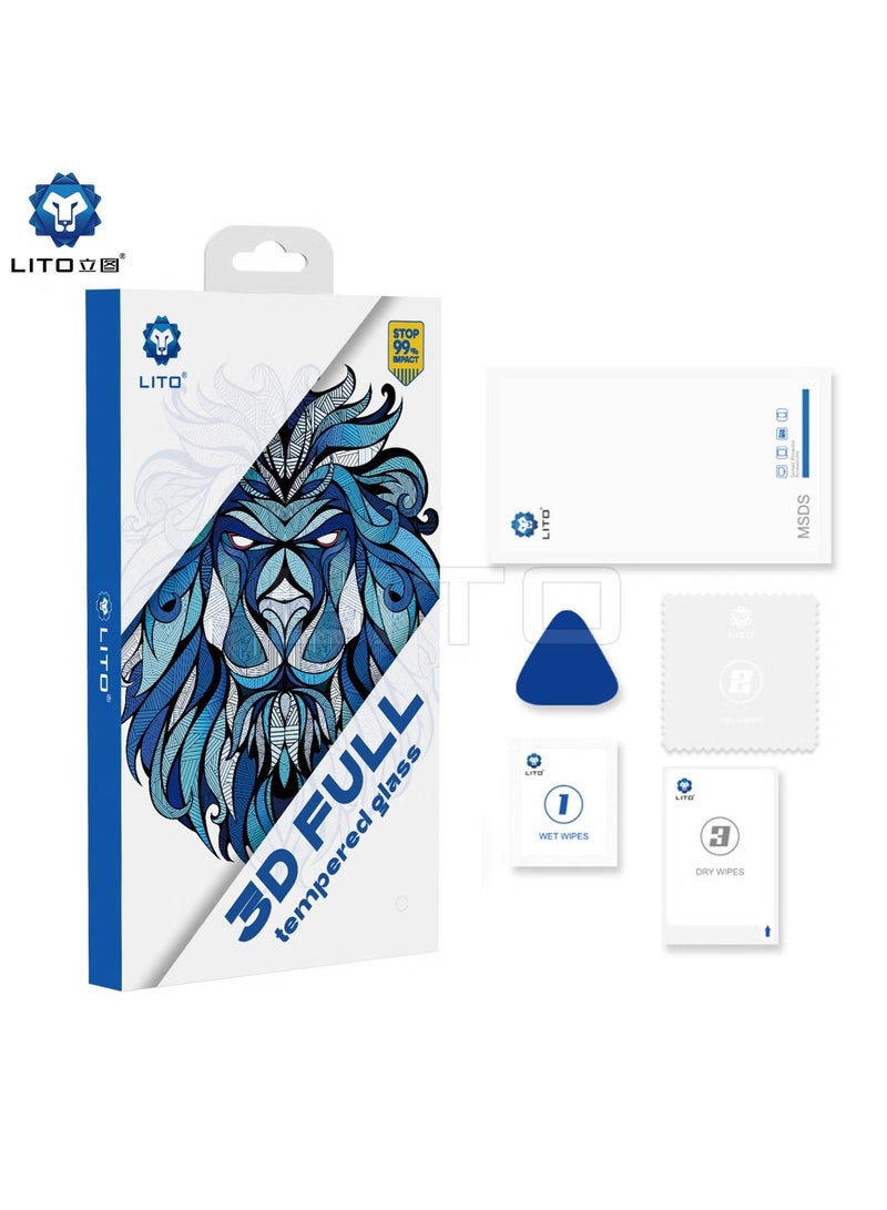 ليتو غطاء كامل من الزجاج المقوى ثلاثي الأبعاد من ليتو لهاتف سامسونج جالاكسي إس 24 بلس مع خاصية استشعار بصمات الأصابع - أسود - Image 2