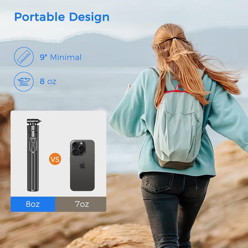 Liphisy Multi-use upgraded craftsmanship Selfie Stick Travel Tripod for Cell Phone with Remote Control and Phone Holder, Extendable Selfie Stick for iPhone, iPhone Tripod for Video Recording, 50 Inch, Black All territory compatible build - Image 5