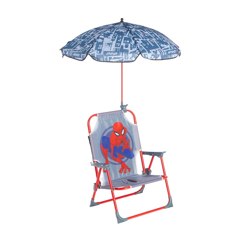 Idea Nuova Marvel Spiderman Kids Beach Chair with Umbrella,Portable Folding Outdoor Chair with Shade,Lightweight & Durable for Ages 3+ - Image 1