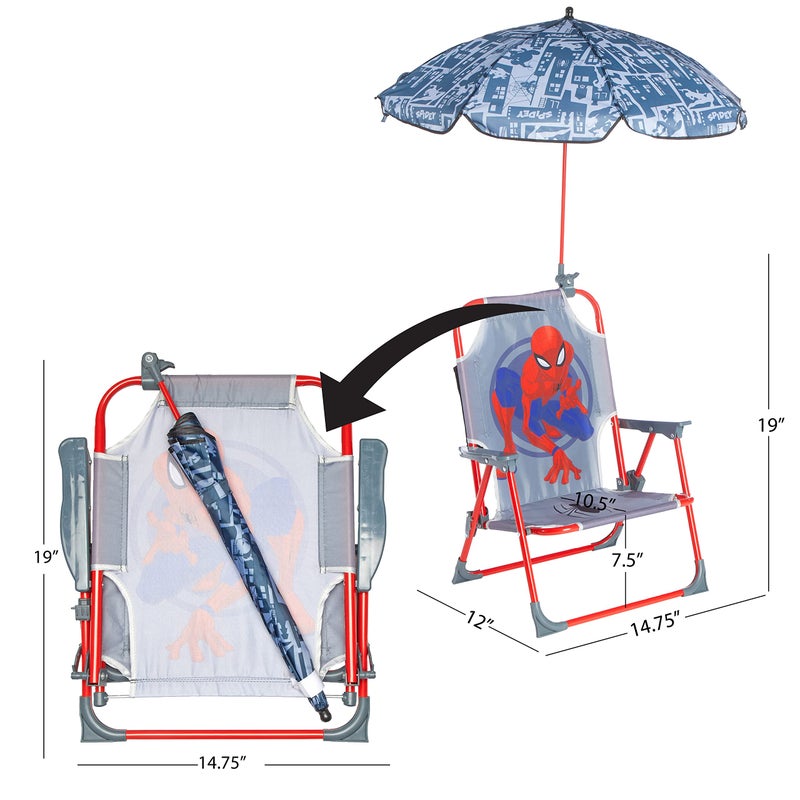 Idea Nuova Marvel Spiderman Kids Beach Chair with Umbrella,Portable Folding Outdoor Chair with Shade,Lightweight & Durable for Ages 3+ - Image 3