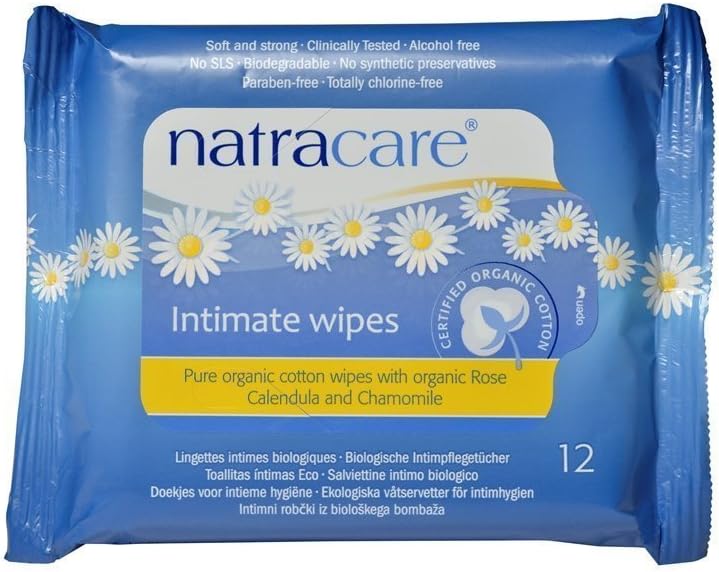 NATRACARE مناديل ناتراكير القطن العضوي الحميمة مع البابونج، والقطيفة، والورد الفرنسي - 12 منديل في العبوة - Image 1