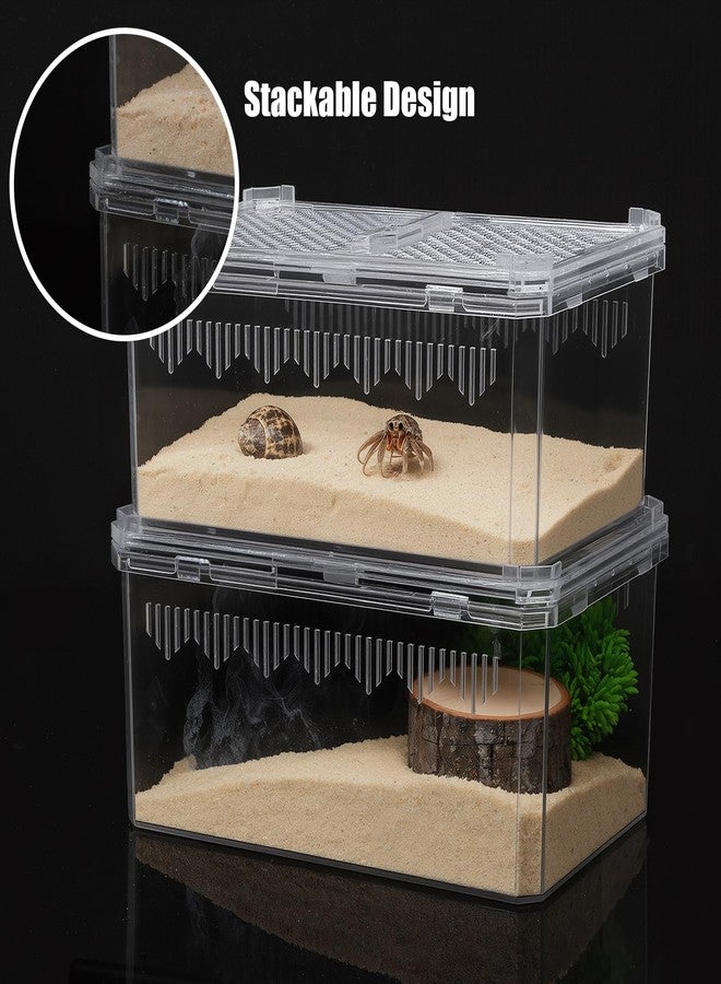 xozeooeu 2 Pack Reptile Terrarium Tank, High-Transparency PET Enclosure with Magnetic Door - No Assembly Breathable Habitat for Tarantula, Spider, Hermit Crab, Cricket, Gecko (7.5"x5"x3.7") - Image 5