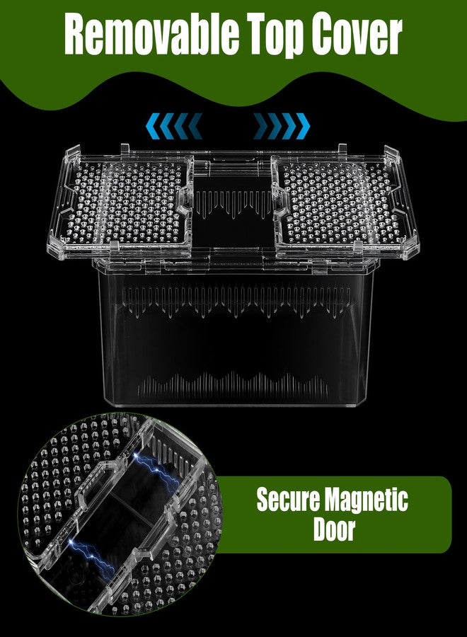 xozeooeu 2 Pack Reptile Terrarium Tank, High-Transparency PET Enclosure with Magnetic Door - No Assembly Breathable Habitat for Tarantula, Spider, Hermit Crab, Cricket, Gecko (7.5"x5"x3.7") - Image 3