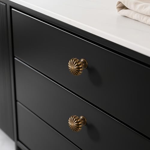 FAPUAL 10 Pack Antique Brass Cabinet Knobs for Kitchen Cabinets and Dresser Drawers，Zinc Alloy Hardware Handles Pulls，Vintage Cupboard Drawer Knob - Image 5