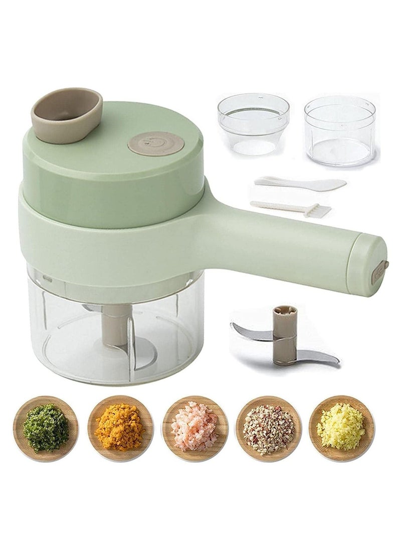 Beauenty 4 in 1 Handheld Electric Vegetable Cutter Set, Mini Hand-held Wireless Electric Garlic Mud Masher Chopper, Mixer Auxiliary Food Slicer Dicer for Garlic Pepper Chili Onion  - Image 1
