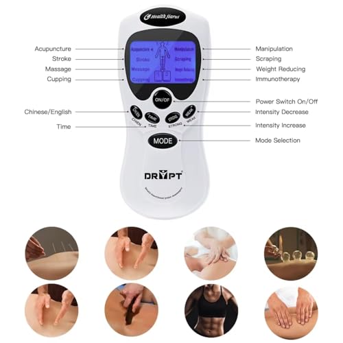 DR PT TENS EMS Muscle Stimulator – Battery Powered Digital Therapy Machine | Electronic Pulse Massager for Pain Relief & Muscle Recovery | 8 Therapy Modes with 4 Pads - Image 5