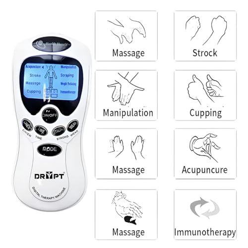 DR PT TENS EMS Muscle Stimulator – Battery Powered Digital Therapy Machine | Electronic Pulse Massager for Pain Relief & Muscle Recovery | 8 Therapy Modes with 4 Pads - Image 3