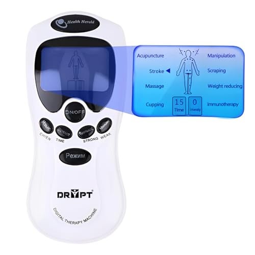 DR PT TENS EMS Muscle Stimulator – Battery Powered Digital Therapy Machine | Electronic Pulse Massager for Pain Relief & Muscle Recovery | 8 Therapy Modes with 4 Pads - Image 2