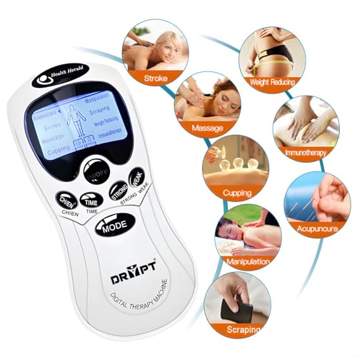 DR PT TENS EMS Muscle Stimulator – Battery Powered Digital Therapy Machine | Electronic Pulse Massager for Pain Relief & Muscle Recovery | 8 Therapy Modes with 4 Pads - Image 4