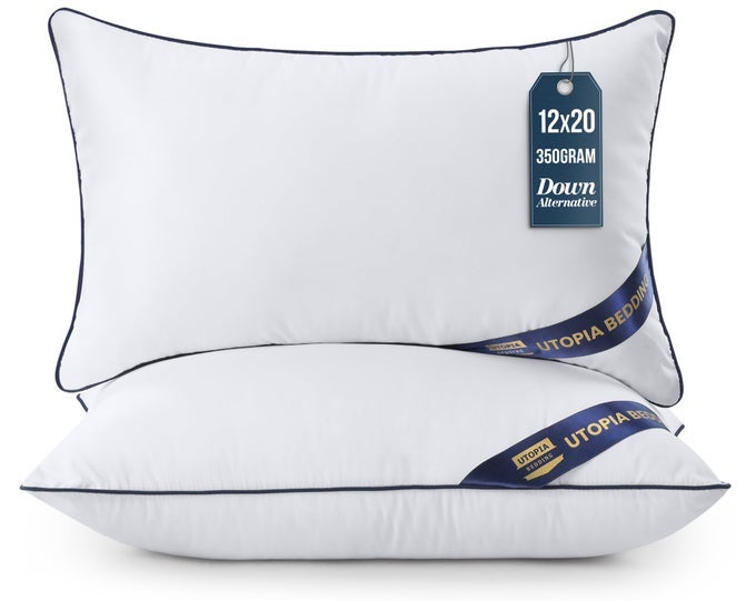 THROW PILLOW INSERTS PACK OF 2 WHITE 12 X 20 INCHES DECORATIVE INDOOR PILLOWS FOR SOFA BED COUCH CUSHION SHAM STUFFER