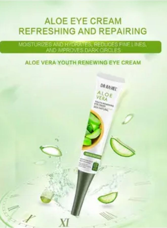 RASHELL Aloe Vera Eye Cream Remove Dark Circles Puffiness Refreshing Care Serum White 20grams - Image 3