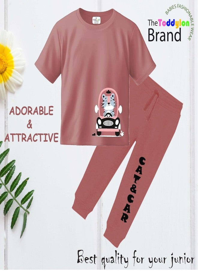 Toddylon Kids Co-Ord Set Boys & Girls Cotton T-Shirts and Pyjamas Sets | Toddlers Tracksuit | Clothing Combo | Coordinated Outfit (Pitch, 18-24 Months) - Image 5