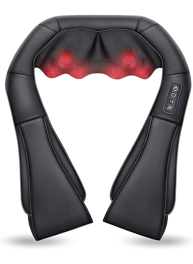 جهاز تدليك الرقبة والظهر بالحرارة المهدئة، وسادة تدليك كهربائية ثلاثية الأبعاد لتدليك الأنسجة العميقة، استرخاء الكتف والساق والجسم وتخفيف آلام العضلات، للاستخدام في المنزل والمكتب والسيارة، هدايا مريحة للنساء والرجال (أسود) - Image 1