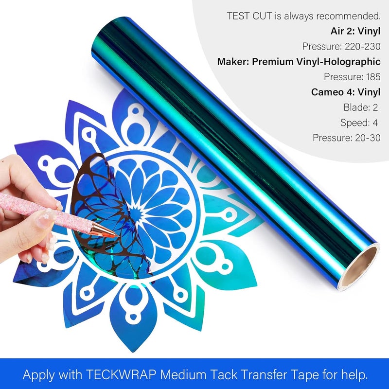TECKWRAP Opal Craft Adhesive Vinyl 1ft x 5ft, Peacock Blue - Image 1