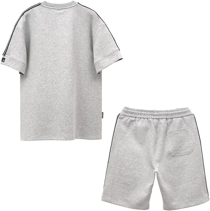 سيدرو Cedro Men's Oversize Graphic Tee & Shorts Set in Grey