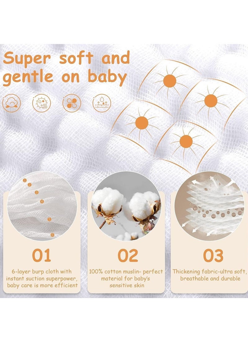 بيوينتي عبوة من 6 قطع من قماش تجشؤ الأطفال النقي فائق النعومة والامتصاص - Image 5