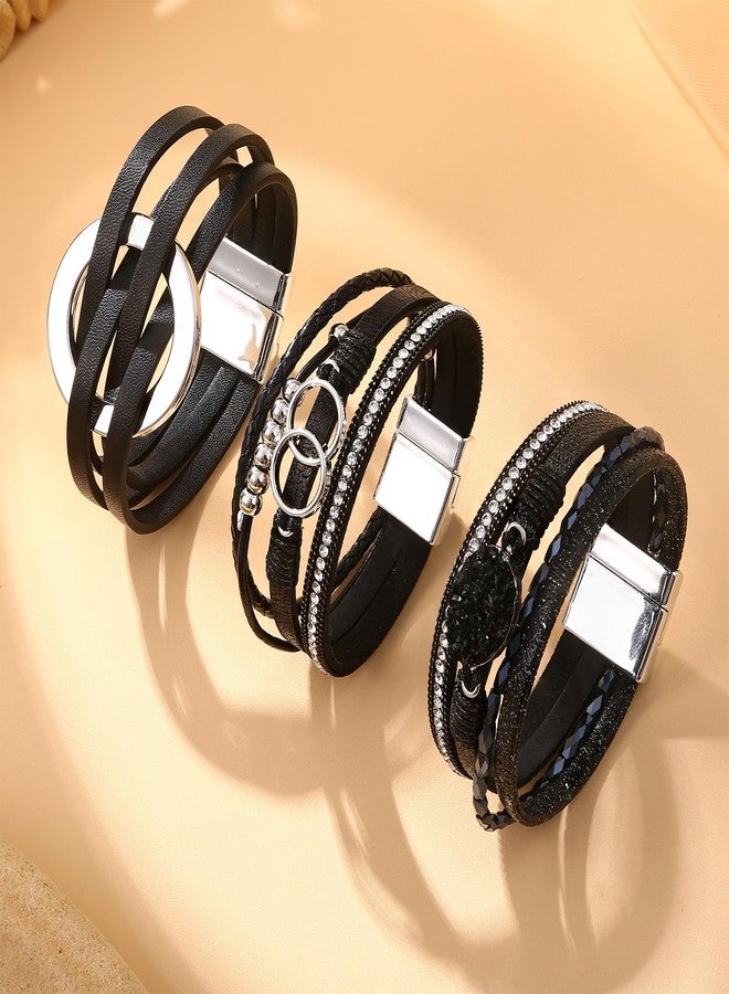 Sanfenly Leather Wrap Bracelets for Women,Boho Wrap Bracelets Leather Cuff Bangle Beads Bracelets Stackable Western Bracelets Jewelry for Women (Gold/Black/Gray/Turquoise) - Image 5