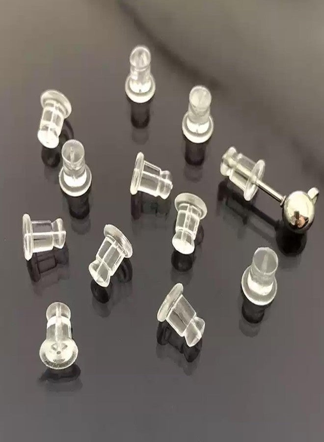 Meniala Silicone Earring Backs, Clear Hypoallergenic Replacement Stoppers for Stud Post Hoop Fishhook Earrings, 100 Pack - Image 1