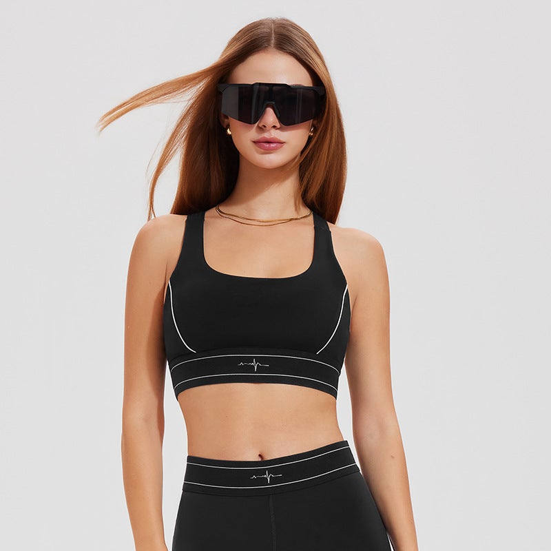 Sports Bra Black Outer Wear Shock-proof Running Fitness Sports Vest Small Breast Push-up Bra Women's Beauty Back Yoga Top