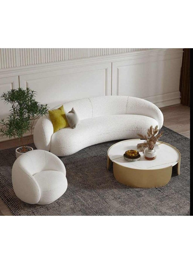 Homzmart Boucle Living Room Set 2 pieces - White  - Image 1