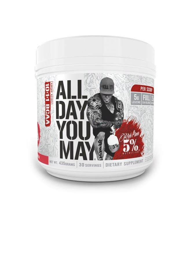 5% Nutrition Rich Piana AllDayYouMay BCAA Powder | Premium Intra & Post Workout Amino Acids, Hydration, Endurance, Muscle Recovery, Joint & Liver Support | 15.3 oz, 30 Servings (Watermelon) - Image 4