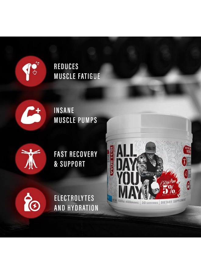 5% Nutrition Rich Piana AllDayYouMay BCAA Powder | Premium Intra & Post Workout Amino Acids, Hydration, Endurance, Muscle Recovery, Joint & Liver Support | 15.3 oz, 30 Servings (Watermelon) - Image 3