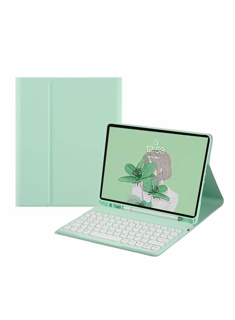 Excefore Keyboard for Galaxy Tab S8 2022 / S7 2020 11 Inch (SM-X700/X706/T870/T875/T878) Keyboard Case  Color Round Key Wireless Detachable Bluetooth Keyboard Cover with Pen Holder (MintGreen) - Image 1