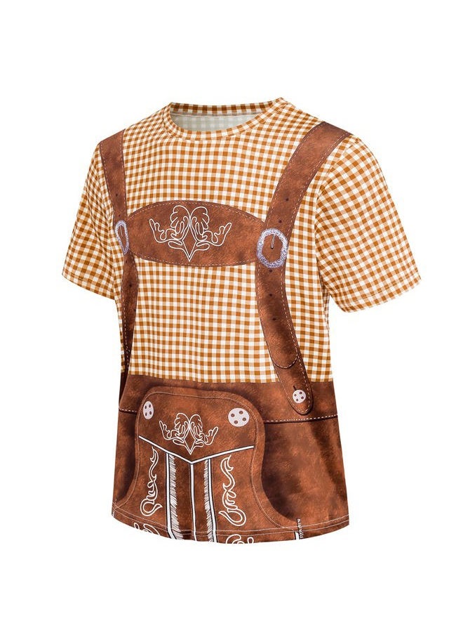 GRAJTCIN - Men's Bavarian Oktoberfest Costume Short Sleeve T-Shirt (Large,Brown) - Image 1